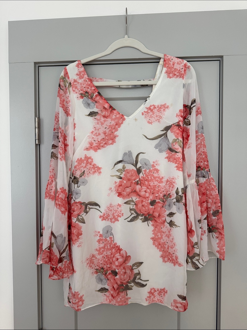 Show Me Your Mimi Floral V-Neck Bell-Sleeve Dress in floral print